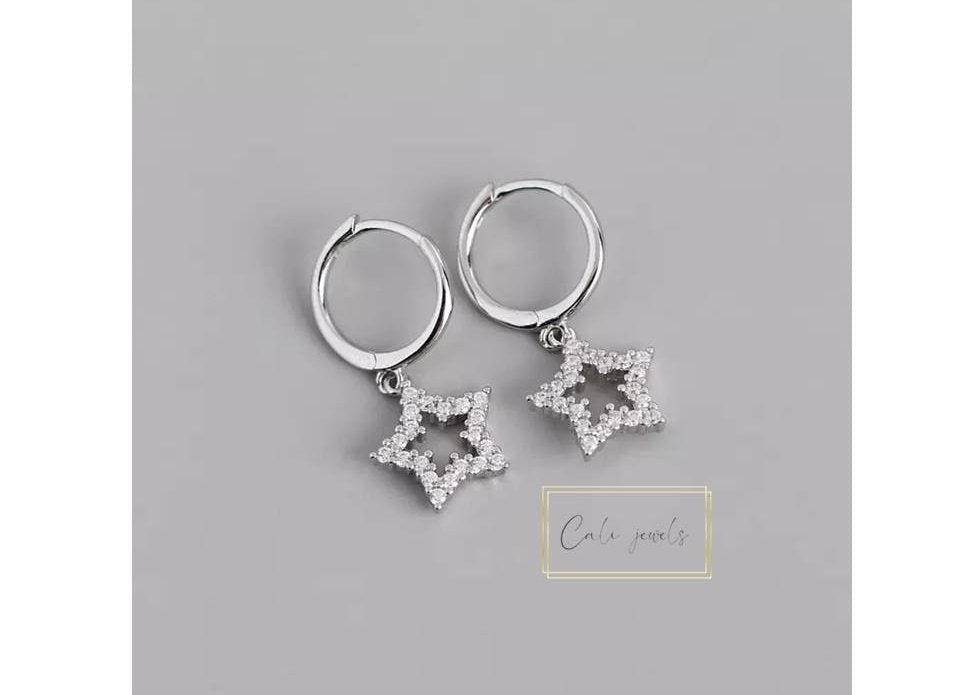 HOOP STELLA PAVE' ARGENTO