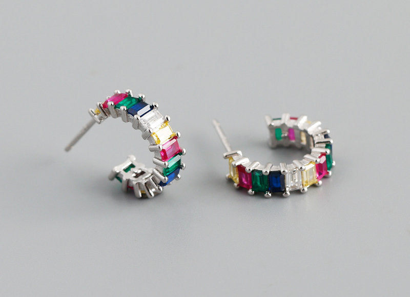 HOOPS ZIRCONI MULTICOLOR ARGENTO