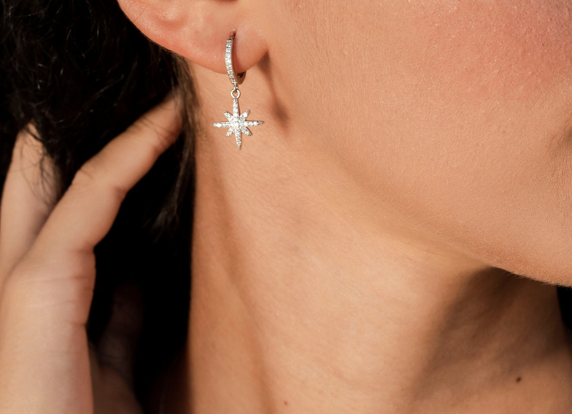 HOOPS ZIRCONI STELLA POLARE BIG ARGENTO