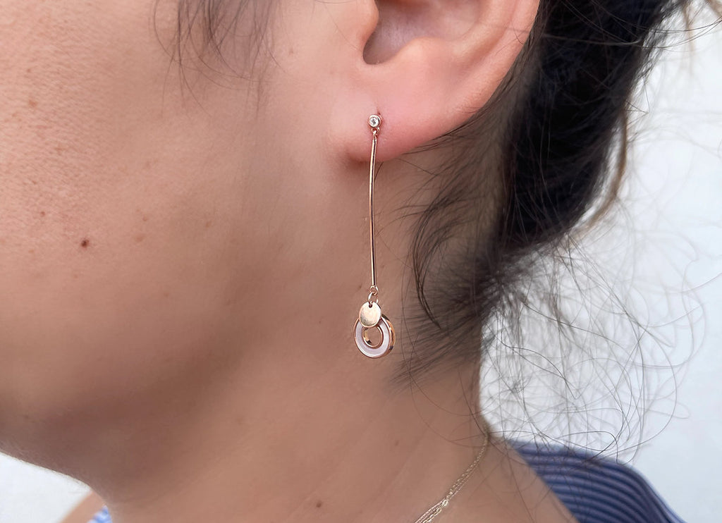 ORECCHINI PERLA E MADRE ROSE GOLD