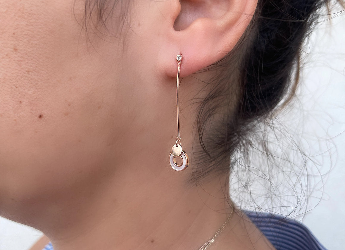 ORECCHINI PERLA E MADRE ROSE GOLD