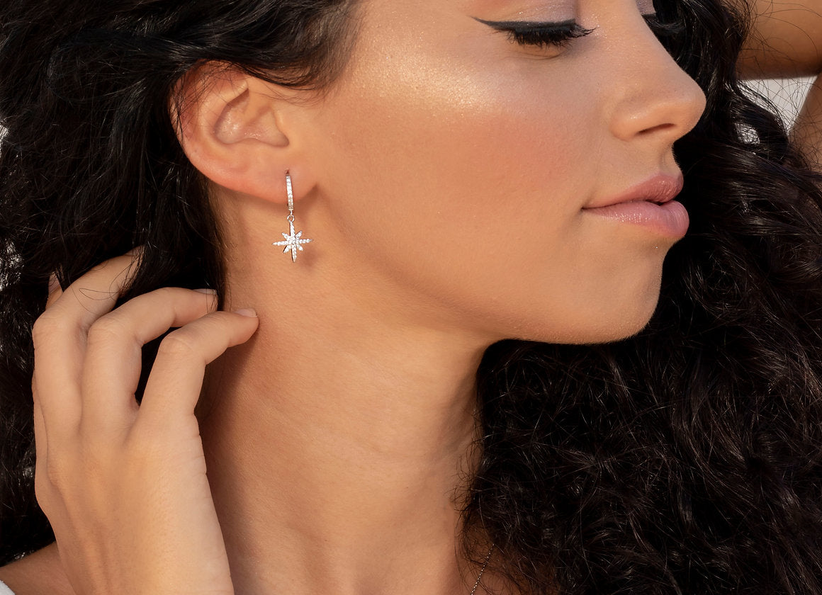 HOOPS ZIRCONI STELLA POLARE BIG ARGENTO
