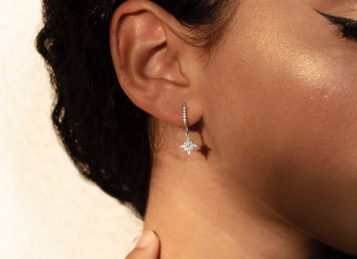 HOOPS ZIRCONI STELLA POLARE ARGENTO