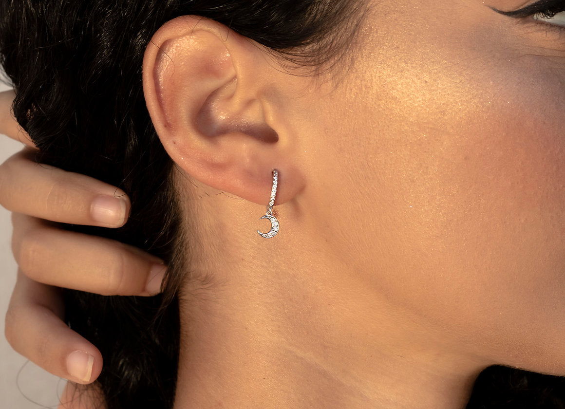 HOOPS ZIRCONI LUNA ARGENTO