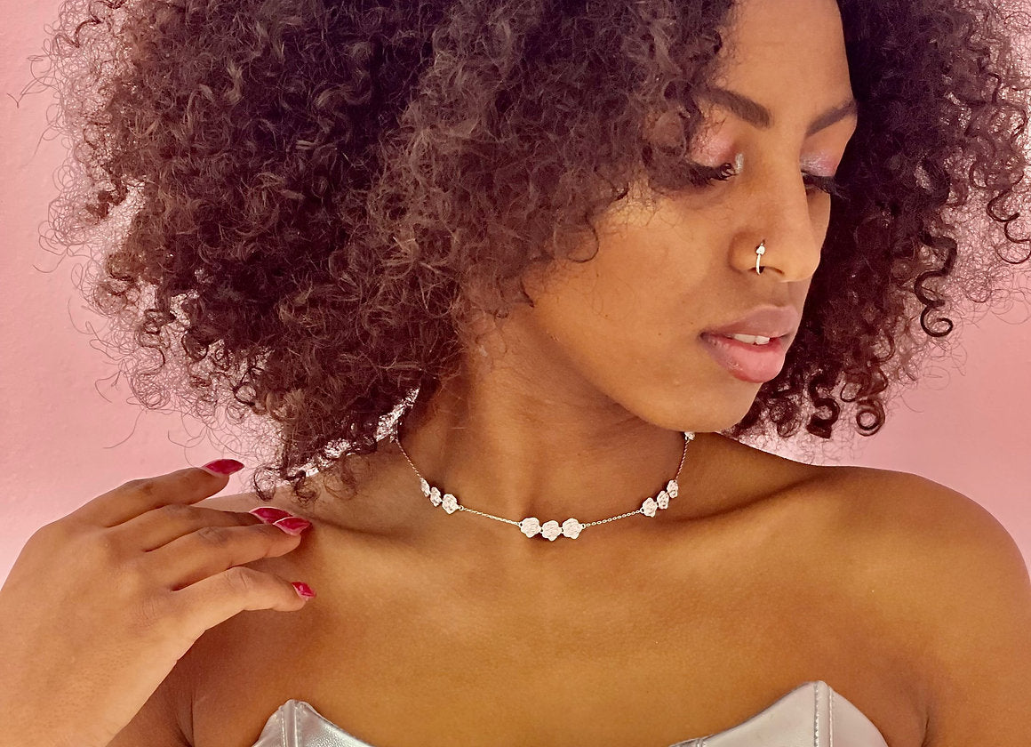 CHOKER BOCCIOLI ARGENTO SMALTATO