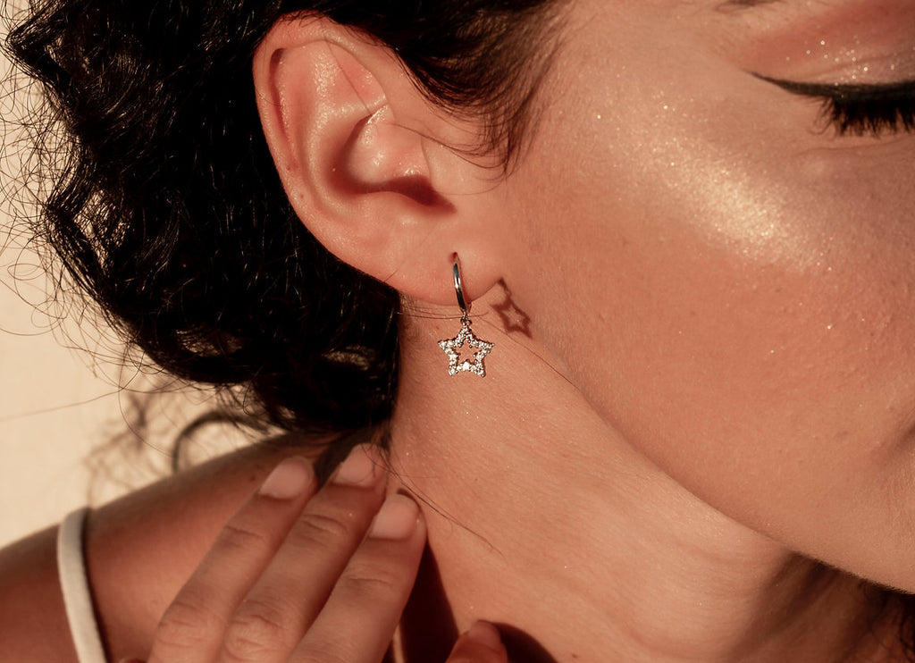 HOOP STELLA PAVE' ARGENTO