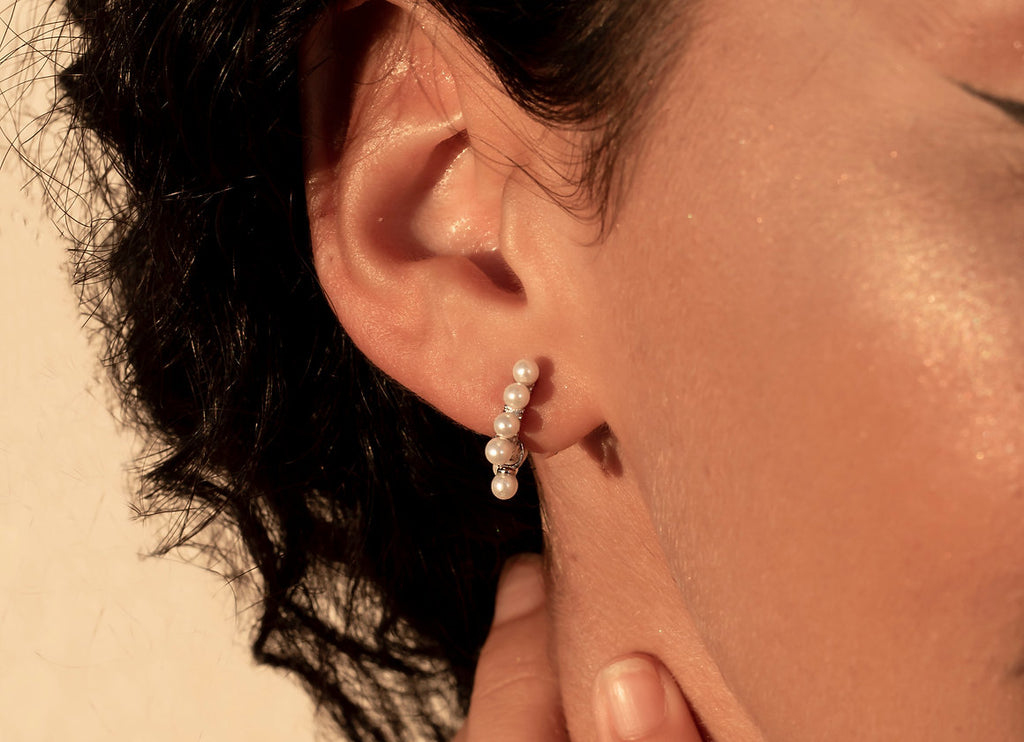 HOOPS MINI PERLE ARGENTO