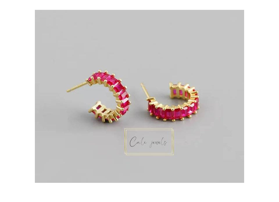 HOOP ZIRCONI FUCSIA ORO