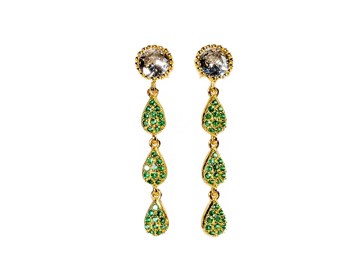 ORECCHINI PENDENTI OTTAVIA VERDE, ORO