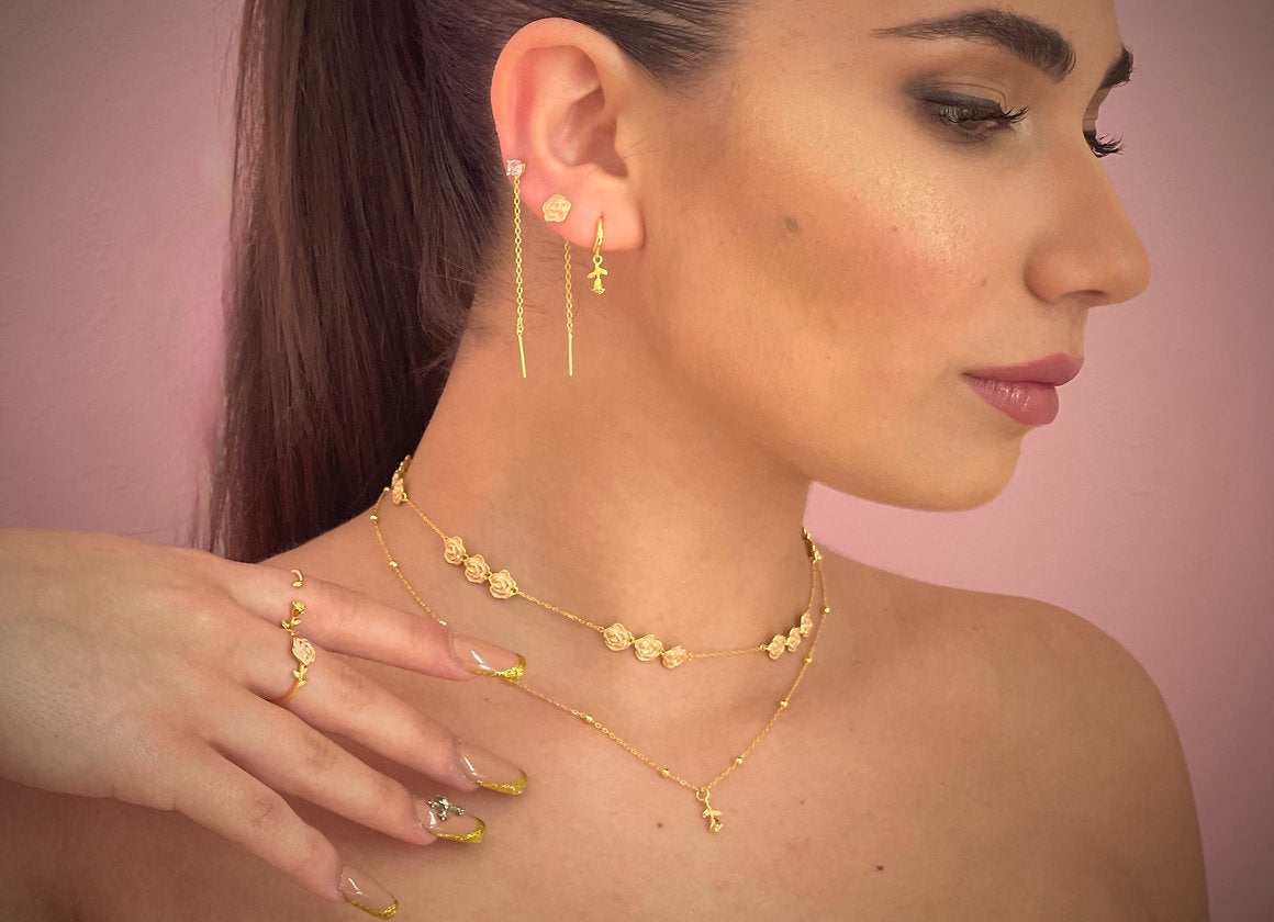 CHOKER BOCCIOLI PLACCATO ORO SMALTATO