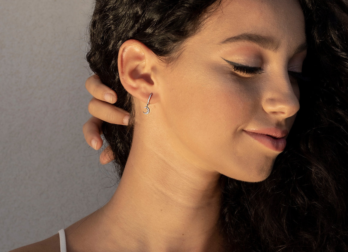 HOOPS ZIRCONI LUNA ARGENTO