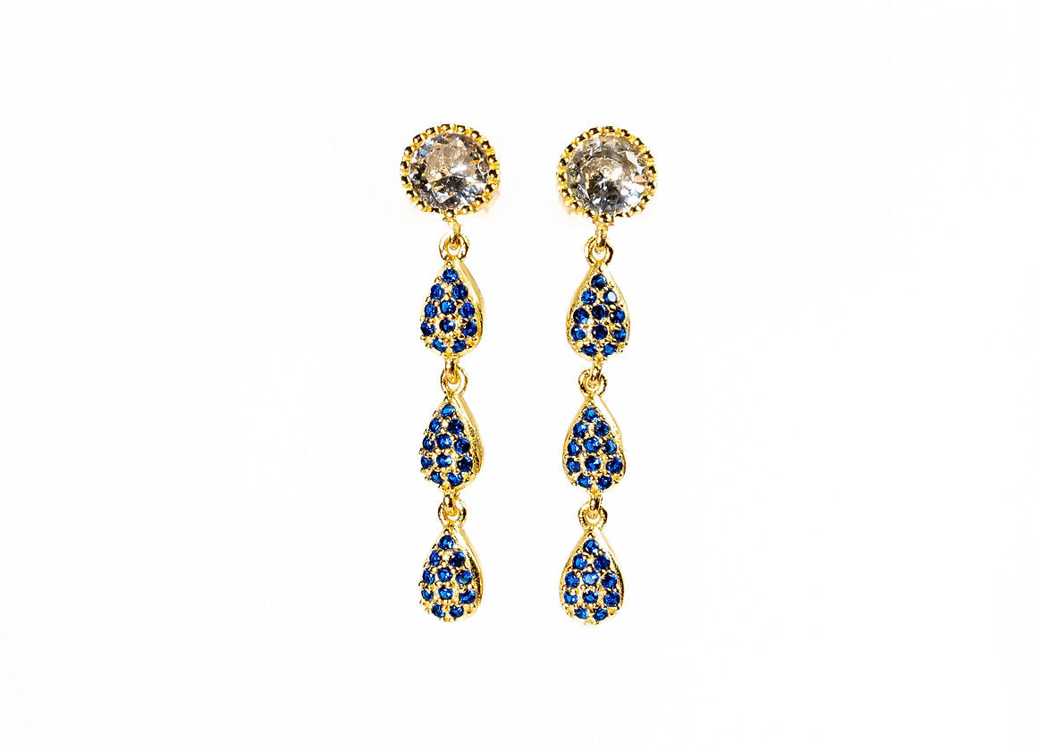 ORECCHINI PENDENTI OTTAVIA BLU, ORO
