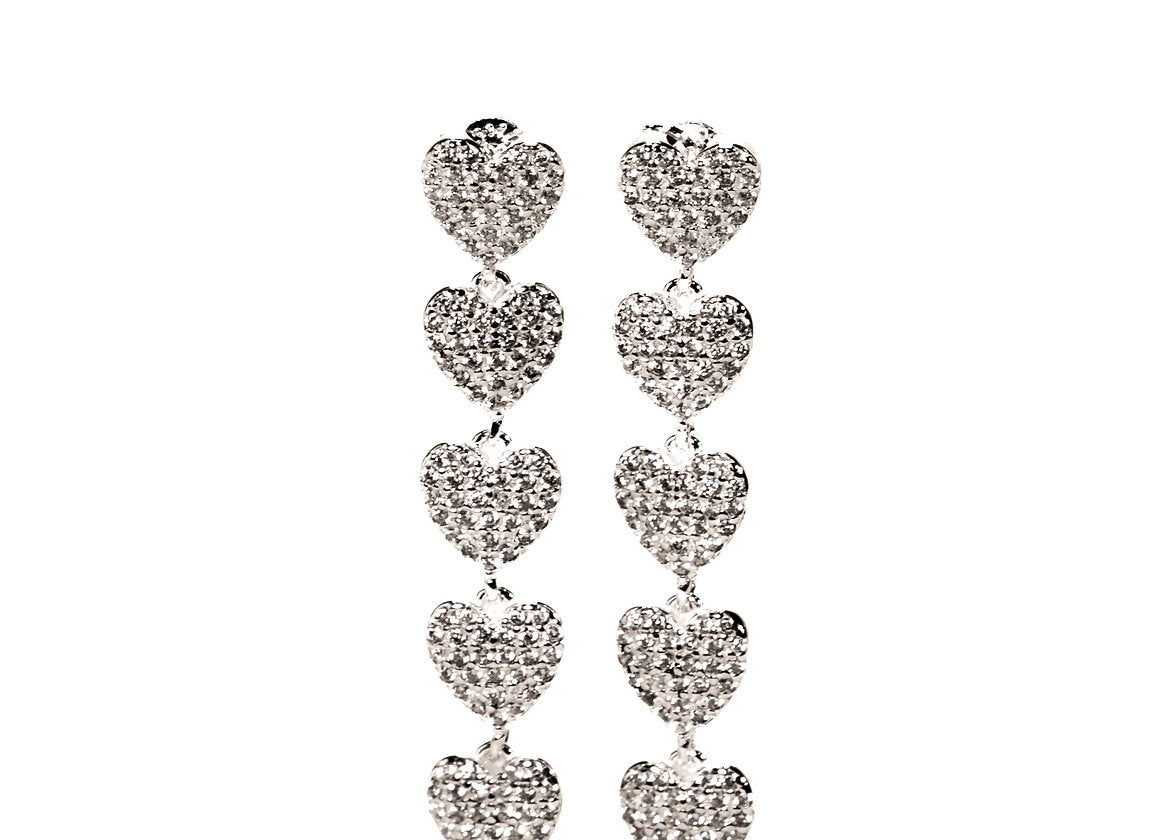 ORECCHINI CUORI PENDENTI ARGENTO