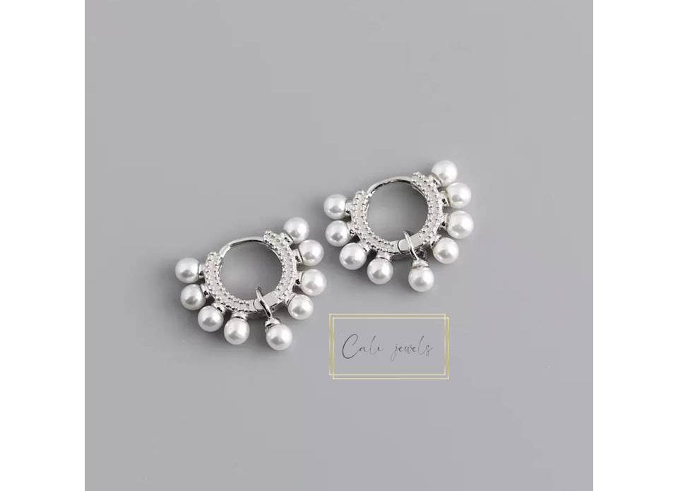 HOOPS MINI PERLE ARGENTO