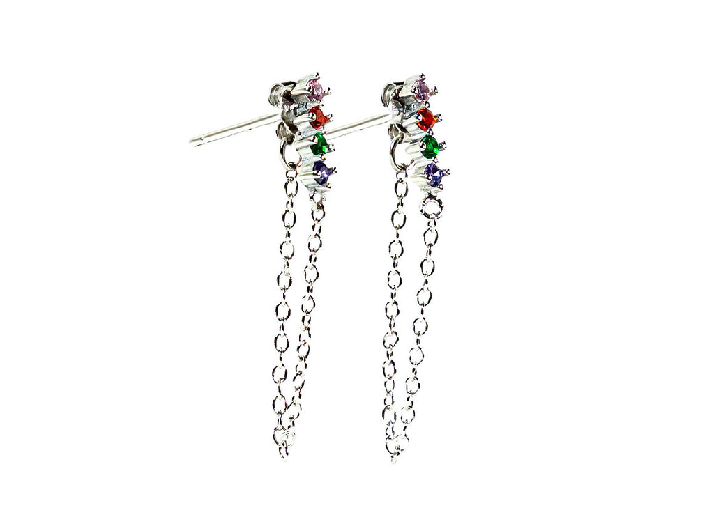 ORECCHINI STICK FILO RAINBOW ARGENTO