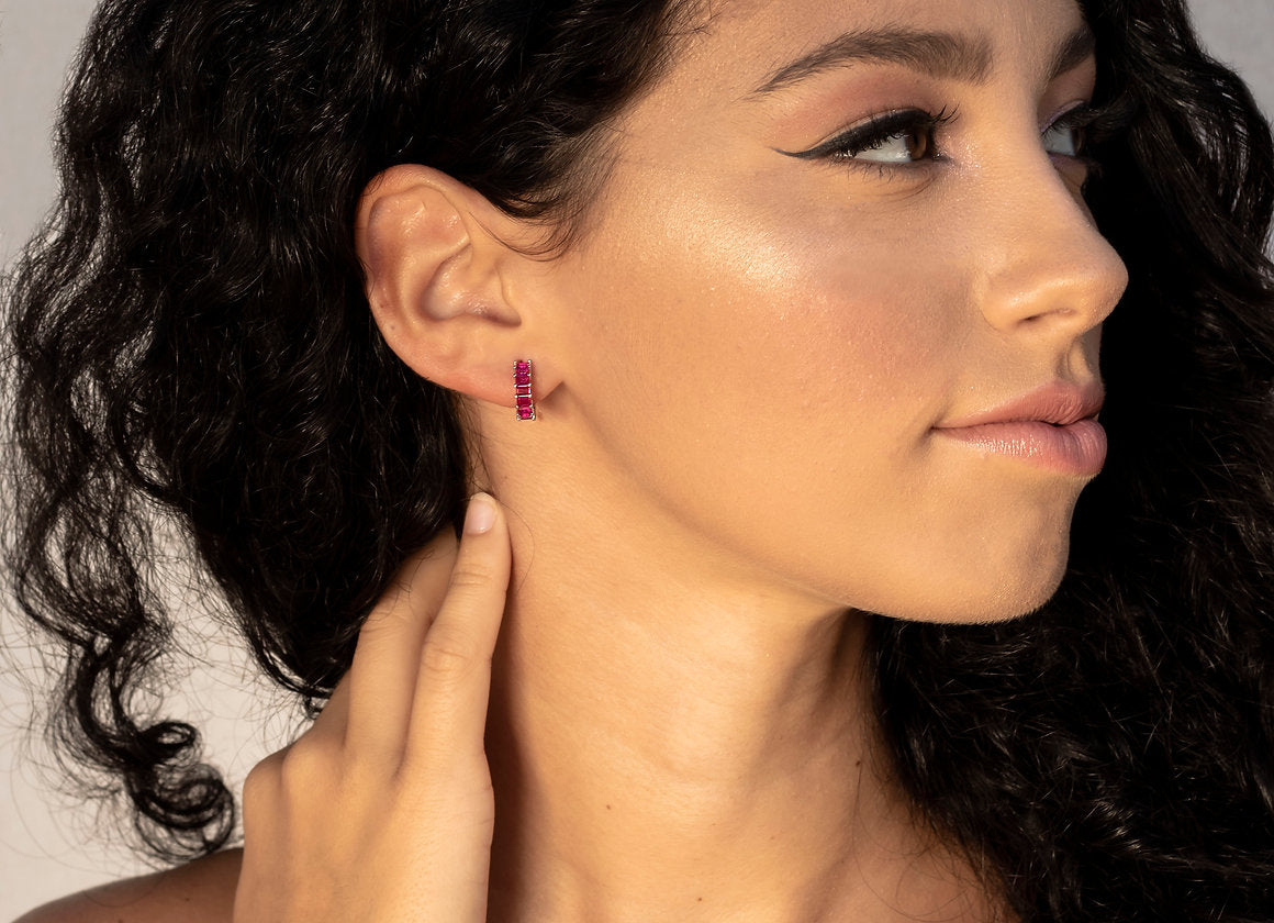 HOOPS ZIRCONI FUCSIA ARGENTO