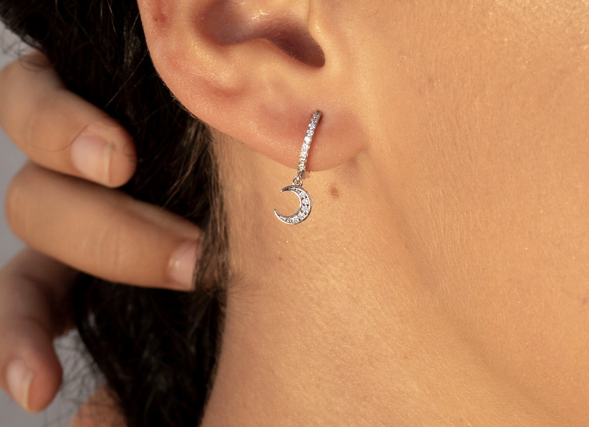 HOOPS ZIRCONI LUNA ARGENTO