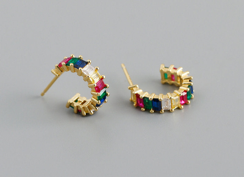 HOOPS ZIRCONI MULTICOLOR PLACCATO ORO