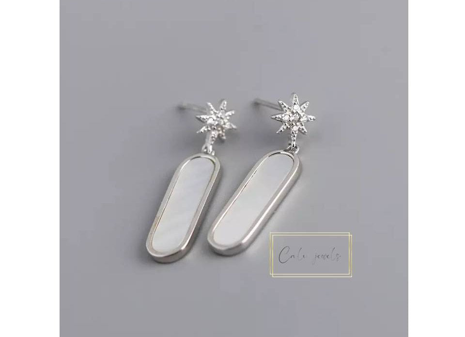 ORECCHINO MADREPERLA STELLA , ARGENTO