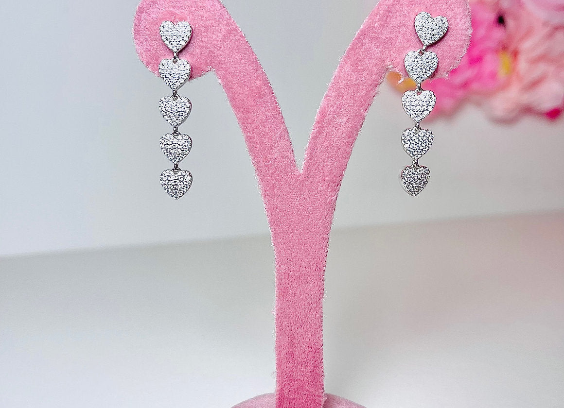 ORECCHINI CUORI PENDENTI ARGENTO