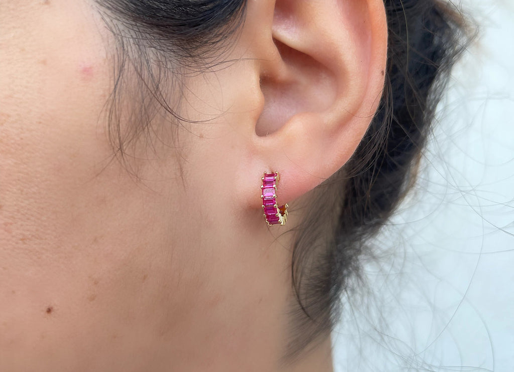 HOOP ZIRCONI FUCSIA ORO