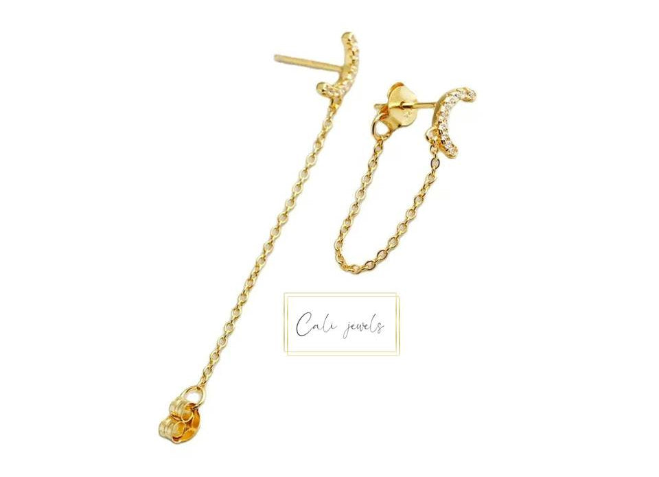 ORECCHINO FILO LUNA ORO