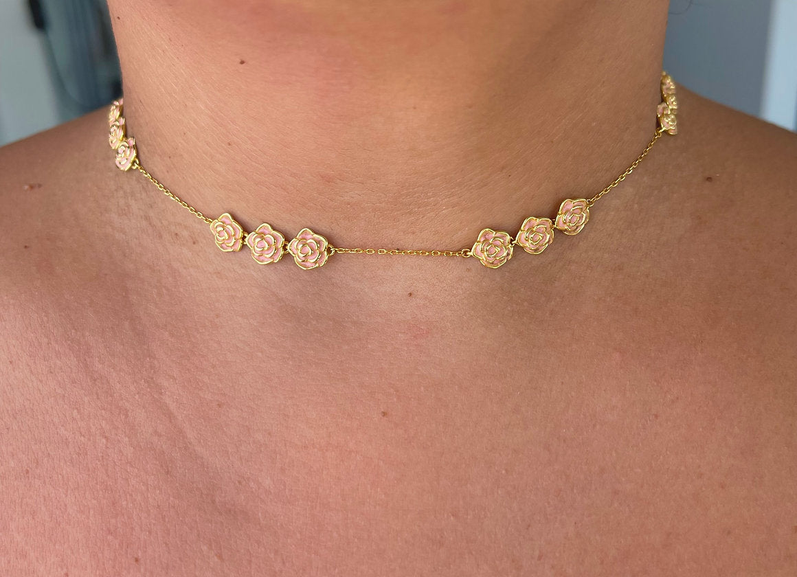 CHOKER BOCCIOLI PLACCATO ORO SMALTATO