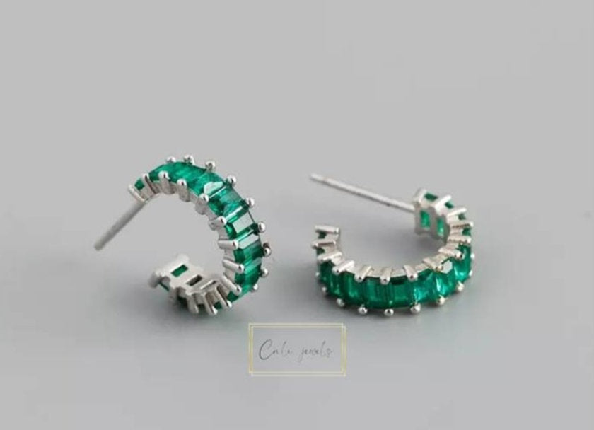 HOOPS ZIRCONI VERDE ARGENTO