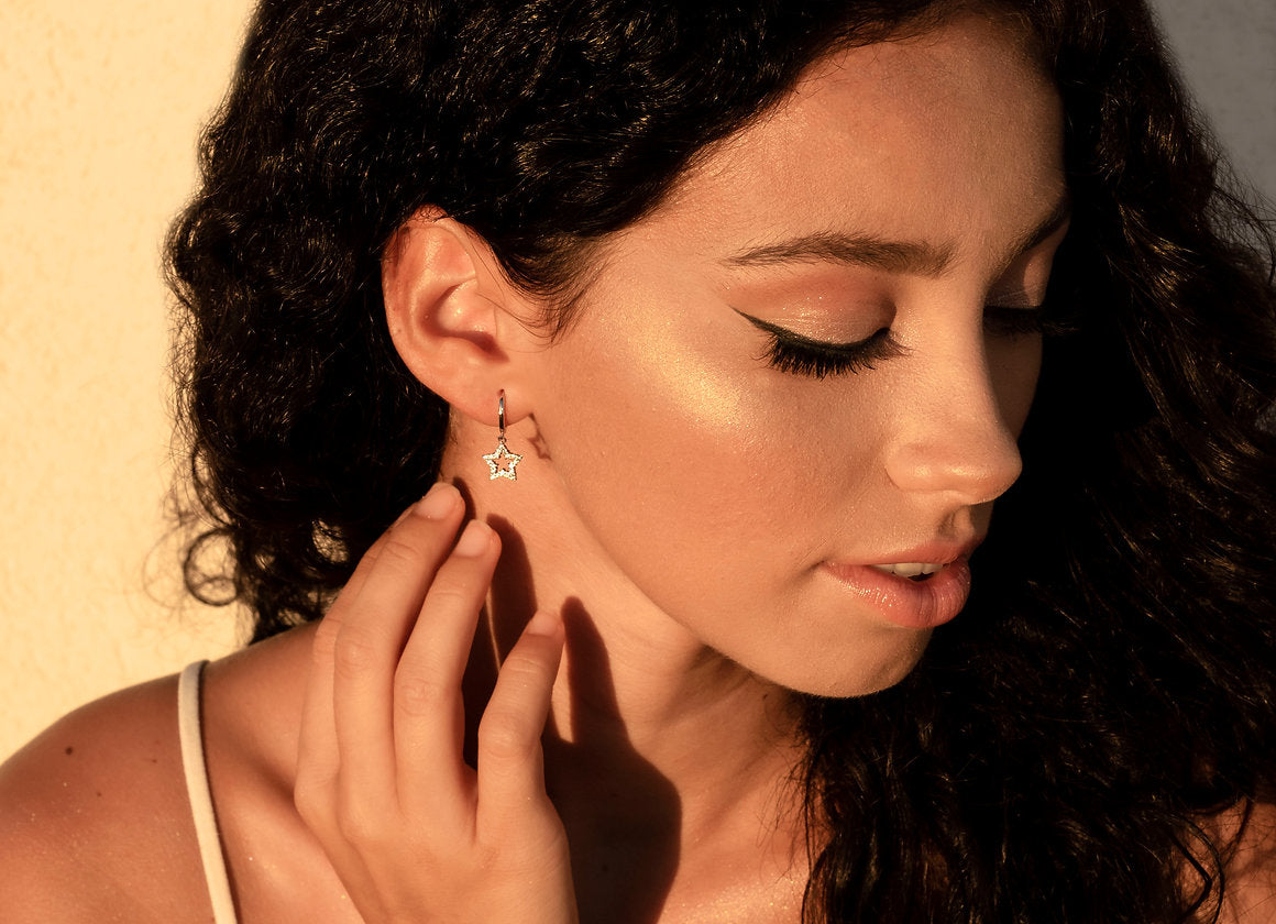 HOOP STELLA PAVE' ARGENTO